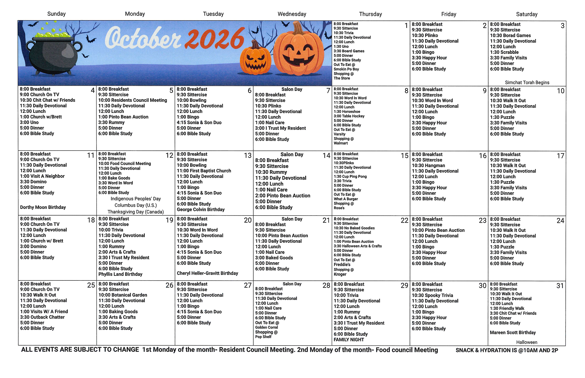 Monthly Calendar