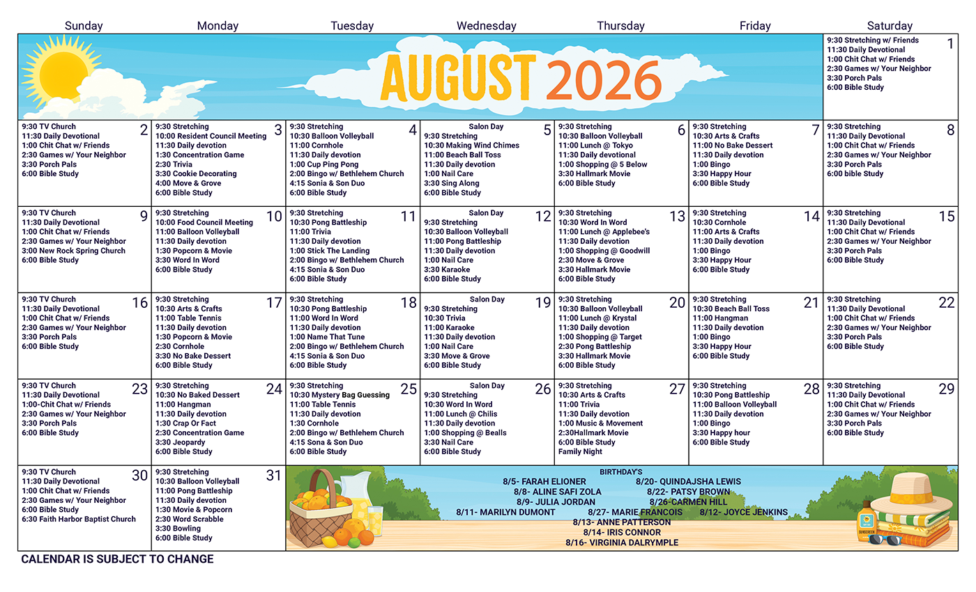 Monthly Calendar